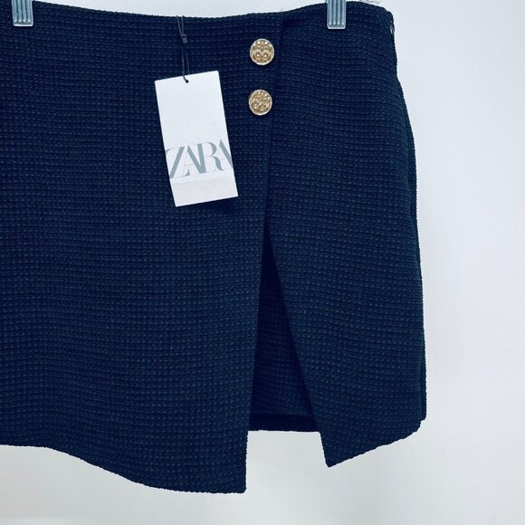 Zara Mini Skirt Size L Women’s Pull On Polyester Black New - Picture 6 of 11